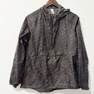 Reebok Hooded Windbreaker Womens Sz Large Black Lightweight Quarter Zip Pullover